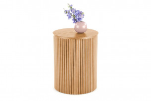 ONDE, https://konsimo.pl/kolekcja/onde/ Drewniany okrągły mały stolik kawowy naturalny - zdjęcie