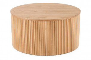 ONDE, https://konsimo.pl/kolekcja/onde/ Drewniany okrągły stolik kawowy naturalny - zdjęcie