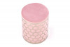 FAVUS Okrągły puf w stylu glamour różowy różowy/srebrny - zdjęcie 2