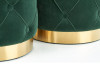 AMBI Zestaw 2 okrągłych welurowych puf w stylu glamour butelkowa zieleń ciemny zielony/złoty - zdjęcie 5