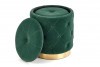 AMBI Zestaw 2 okrągłych welurowych puf w stylu glamour butelkowa zieleń ciemny zielony/złoty - zdjęcie 4