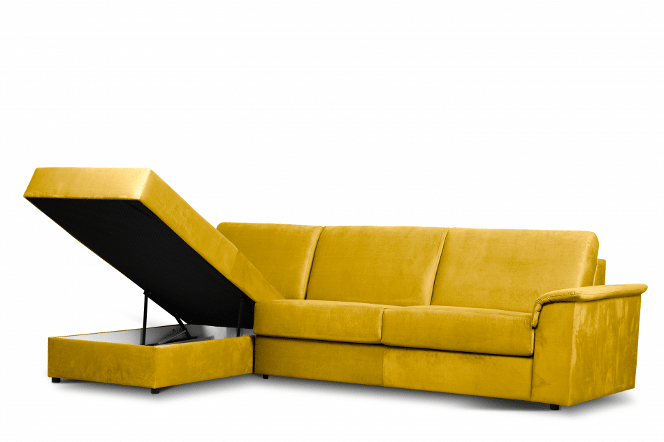 ALOPI Narożnik lewy z funkcją spania z materacem żółty żółty - zdjęcie 6