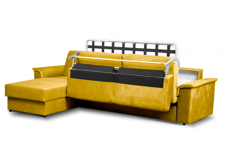 ALOPI Narożnik lewy z funkcją spania z materacem żółty żółty - zdjęcie 5