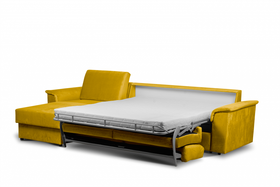 ALOPI Narożnik lewy z funkcją spania z materacem żółty żółty - zdjęcie 4