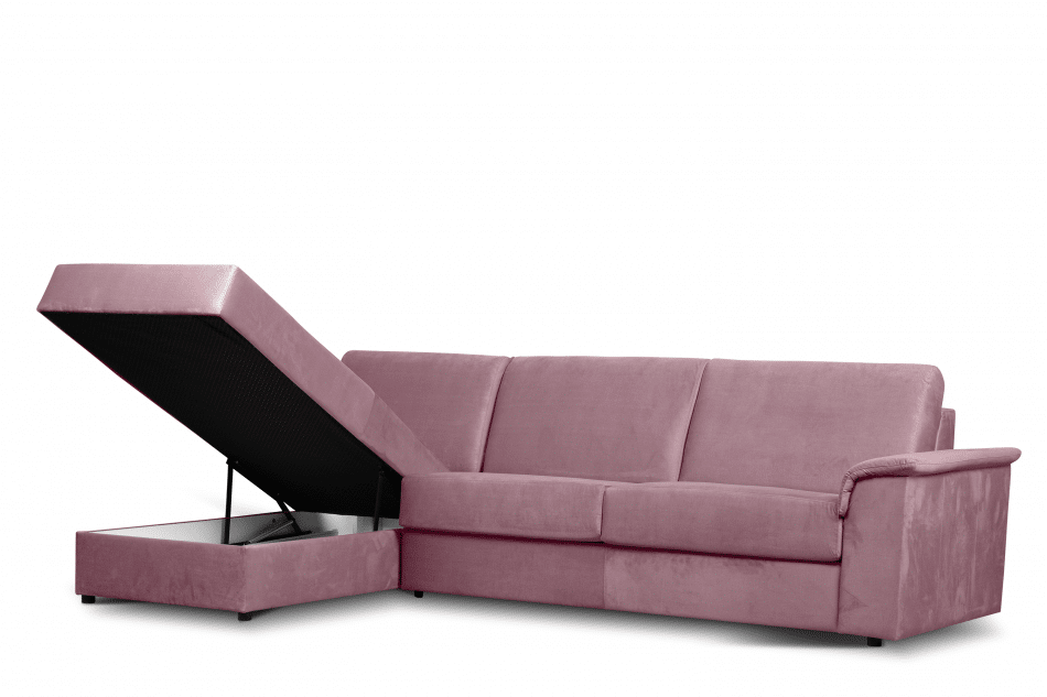 ALOPI Narożnik lewy z funkcją spania z materacem różowy różowy - zdjęcie 4