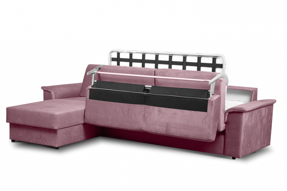ALOPI Narożnik lewy z funkcją spania z materacem różowy różowy - zdjęcie 7