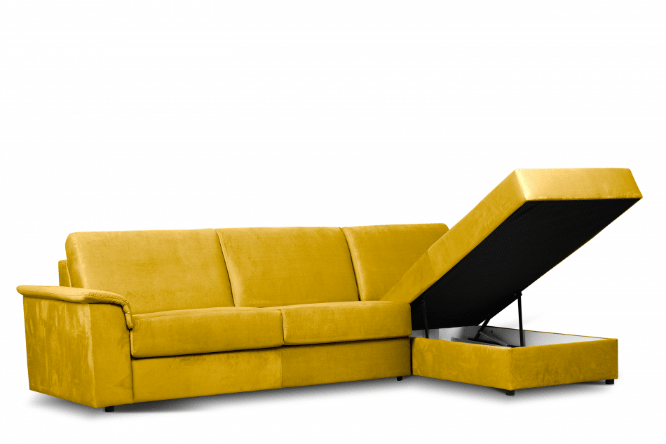 ALOPI Narożnik prawy z funkcją spania z materacem żółty żółty - zdjęcie 4