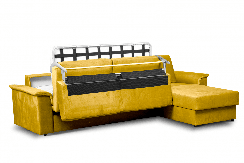ALOPI Narożnik prawy z funkcją spania z materacem żółty żółty - zdjęcie 3