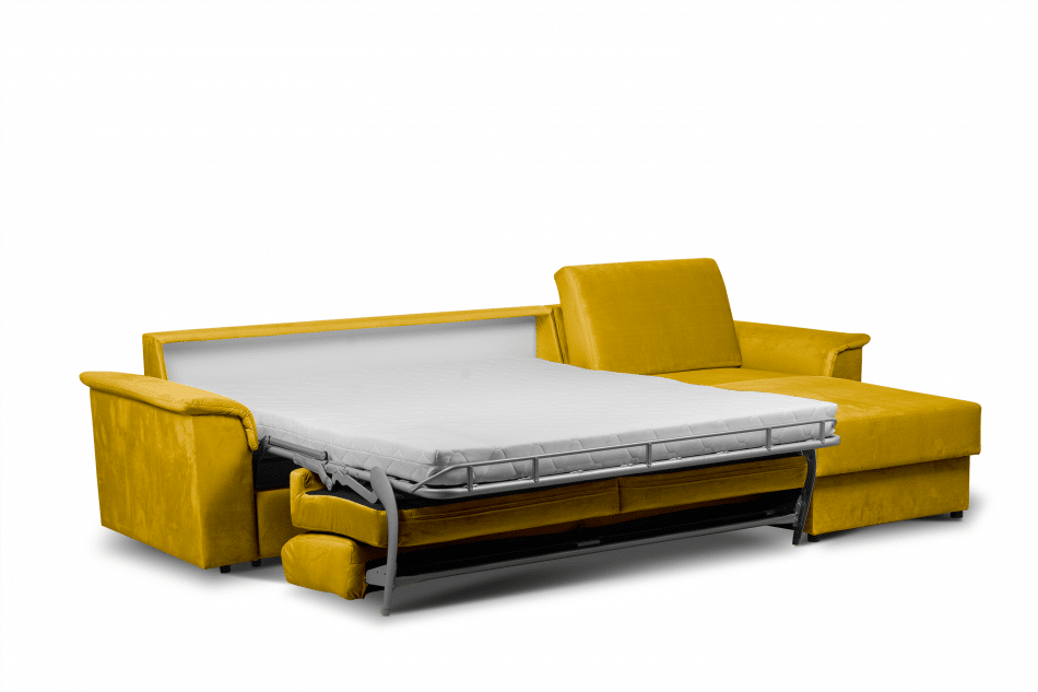 ALOPI Narożnik prawy z funkcją spania z materacem żółty żółty - zdjęcie 7