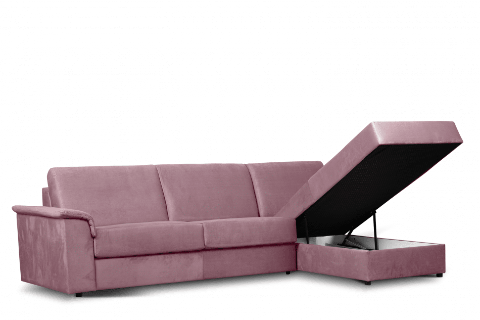ALOPI Narożnik prawy z funkcją spania z materacem różowy różowy - zdjęcie 5