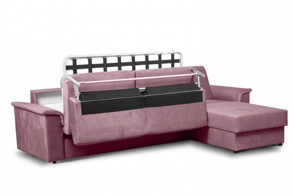 ALOPI Narożnik prawy z funkcją spania z materacem różowy różowy - zdjęcie 7