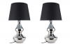 RILA Czarna lampa stołowa w stylu glamour 2szt. srebrny/czarny - zdjęcie 1