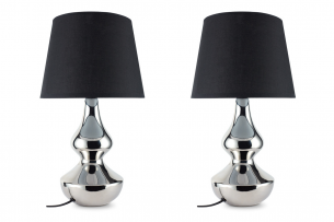 RILA, https://konsimo.pl/kolekcja/rila/ Czarna lampa stołowa w stylu glamour 2szt. srebrny/czarny - zdjęcie