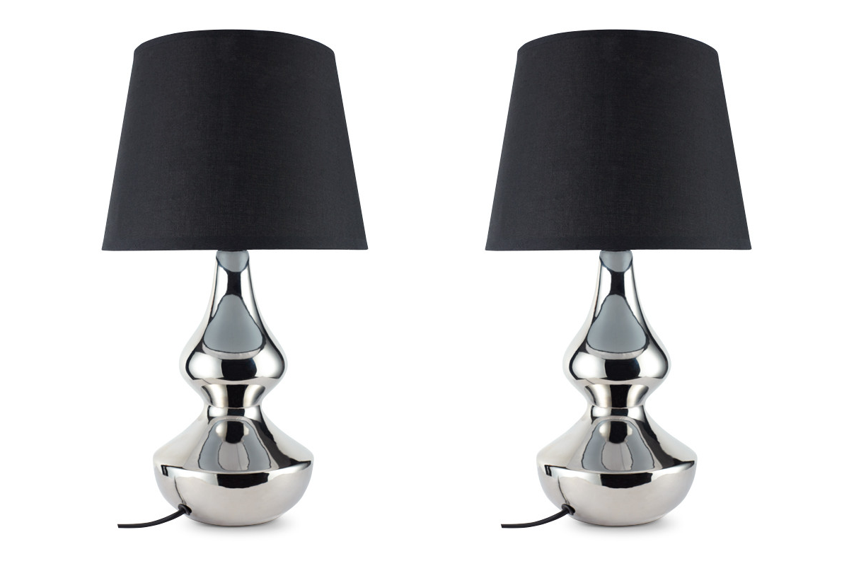 Czarna lampa stołowa w stylu glamour 2szt.