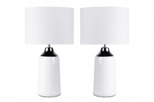 VENO, https://konsimo.pl/kolekcja/veno/ Biała modernistyczna lampa stołowa 2szt. biały - zdjęcie