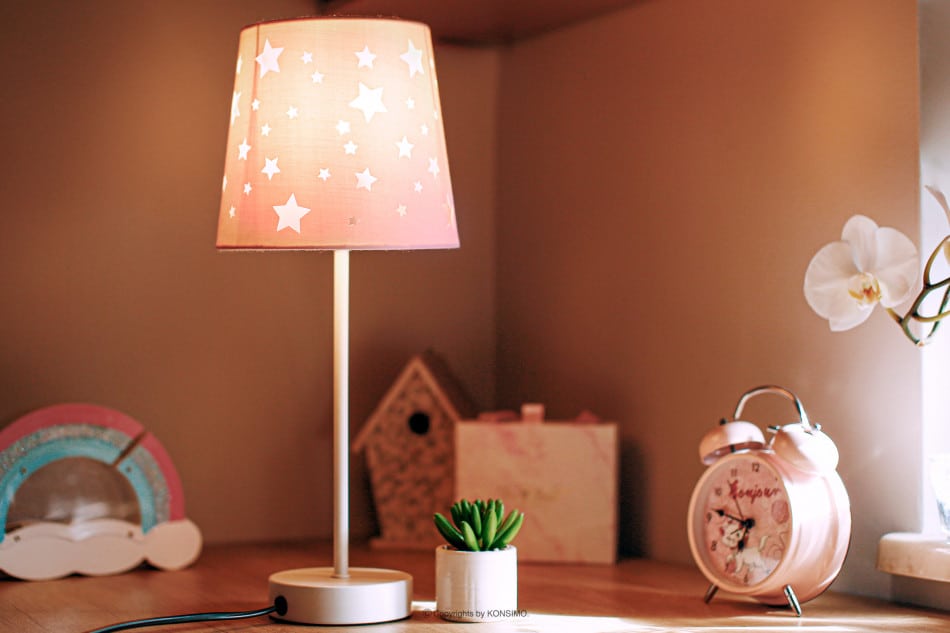 TATI Różowa lampka dla dziewczynki w gwiazdki do pokoju dziecięcego 2szt. różowy - zdjęcie 1