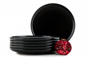 VICTO, https://konsimo.pl/kolekcja/victo/ Zestaw talerzy obiadowych na 6 osób czarny czarny/matowy - zdjęcie