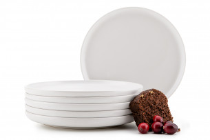 VICTO, https://konsimo.pl/kolekcja/victo/ Zestaw talerzy deserowych na 6 osób biały biały/matowy - zdjęcie