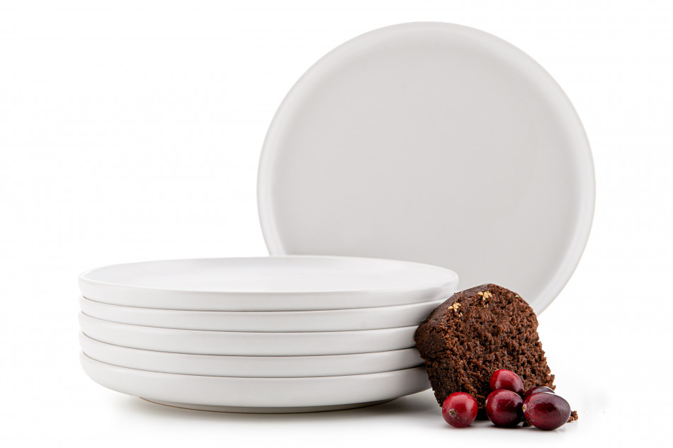 VICTO Zestaw talerzy deserowych na 6 osób biały biały/matowy - zdjęcie 0