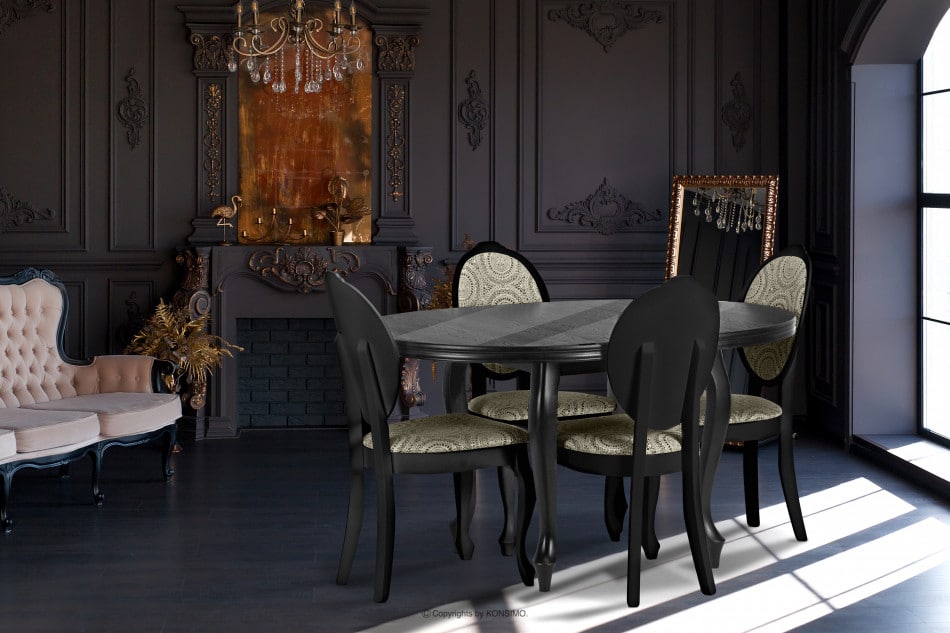ALTIS Okrągły stół rozkładany glamour czarny czarny - zdjęcie 1