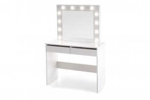 FABIOSO, https://konsimo.pl/kolekcja/fabioso/ Toaletka z lustrem i oświetleniem biała biały - zdjęcie