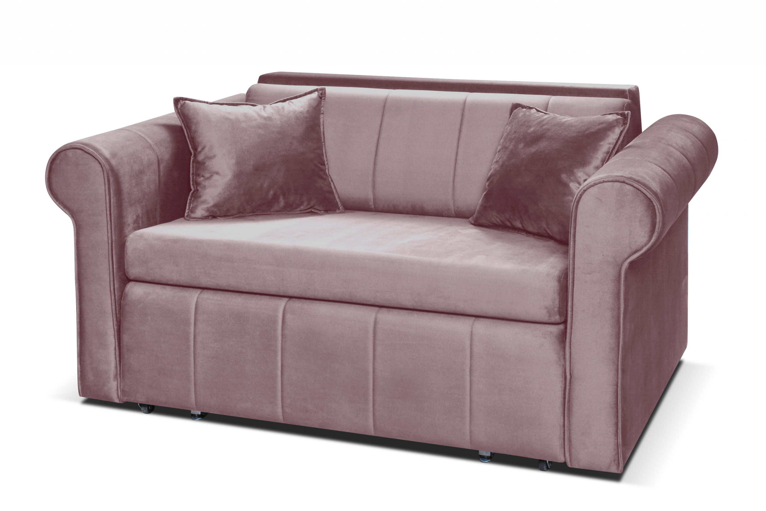 Sofa velvet glamour z dodatkowymi poduszkami różowa