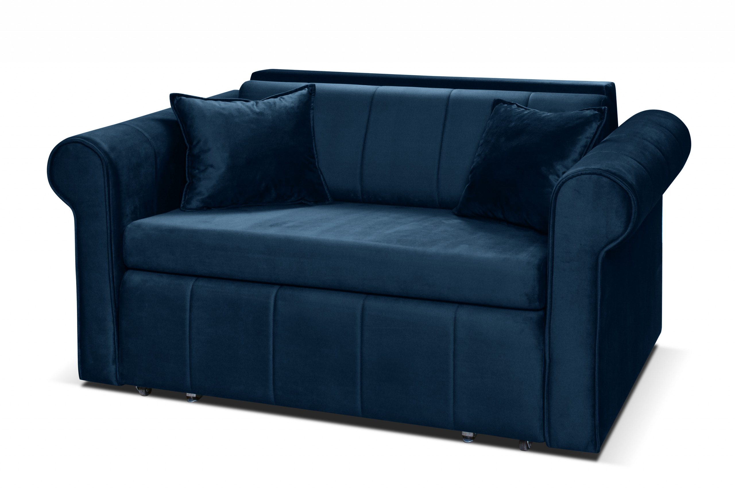 Sofa velvet glamour z dodatkowymi poduszkami granatowa