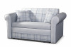 LAVIO Sofa glamour plecionka z dodatkowymi poduszkami w kratkę szara szary - zdjęcie 1