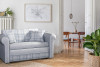 LAVIO Sofa glamour plecionka z dodatkowymi poduszkami w kratkę szara szary - zdjęcie 2
