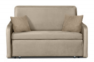 Prosta sofa 2 osobowa z poduszkami sztruks beżowa