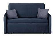 Prosta sofa 2 osobowa z poduszkami sztruks granatowa
