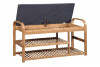 FENDLO Drewniana tapicerowana ławka z półkami do przedpokoju naturalny/szary - zdjęcie 2