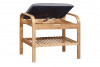 FENDLO Drewniany tapicerowany stołek do przedpokoju z półką naturalny/szary - zdjęcie 2
