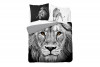 FEROS Pościel bawełniana szara z lwem 160x200 cm szary/biały - zdjęcie 1