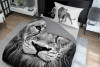 FEROS Pościel bawełniana szara z lwem 160x200 cm szary/biały - zdjęcie 4