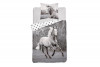 ZONA Pościel młodzieżowa szara z koniem 160x200 cm szary/biały - zdjęcie 1