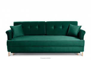 ARIS, https://konsimo.pl/kolekcja/aris/ Sofa na nóżkach rozkładana ciemny zielony zielony - zdjęcie
