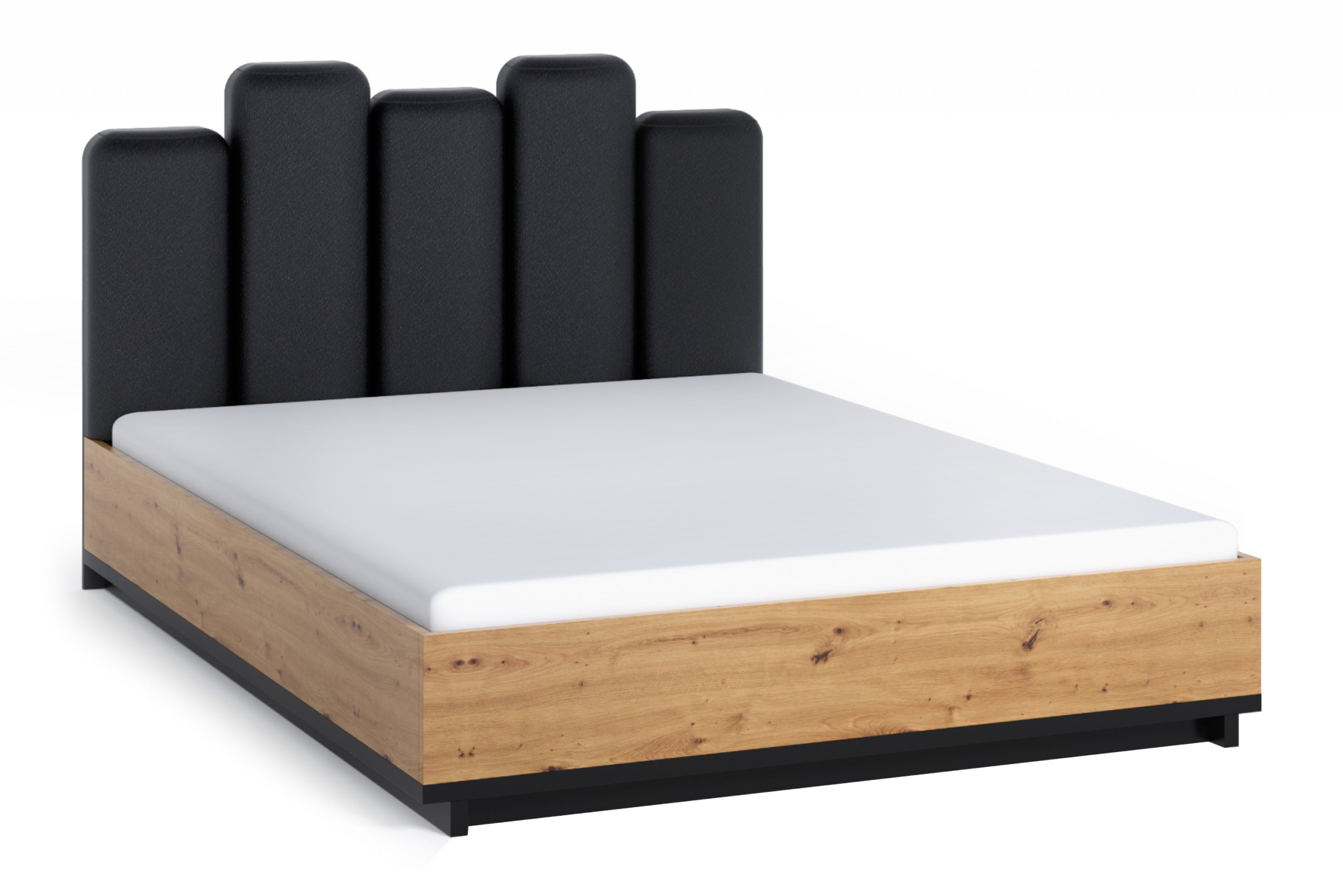Nowoczesne łóżko ze stelażem wezgłowie czarne