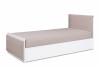 FUNES Wygodne białe łóżko z materacem do pokoju nastolatka beżowy/biały - zdjęcie 1