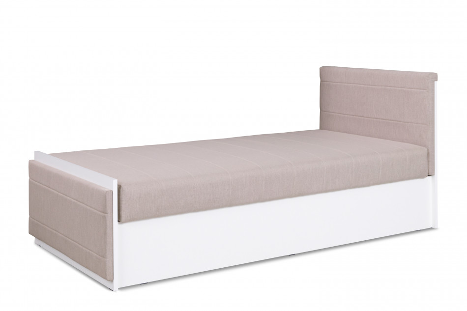 FUNES Wygodne białe łóżko z materacem do pokoju nastolatka beżowy/biały - zdjęcie 0