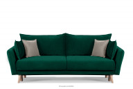Modna sofa welwetowa na nóżkach ciemnozielona