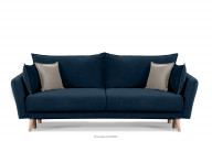 Modna sofa welwetowa na nóżkach granatowa