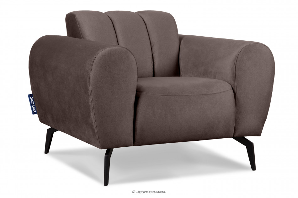 RUBERO Modernistyczny fotel do salonu na nóżkach brązowy brązowy - zdjęcie 2