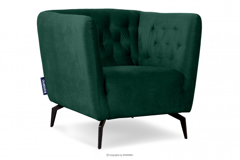 CORDI Fotel pikowany na nóżkach ciemnozielony ciemny zielony - zdjęcie 2