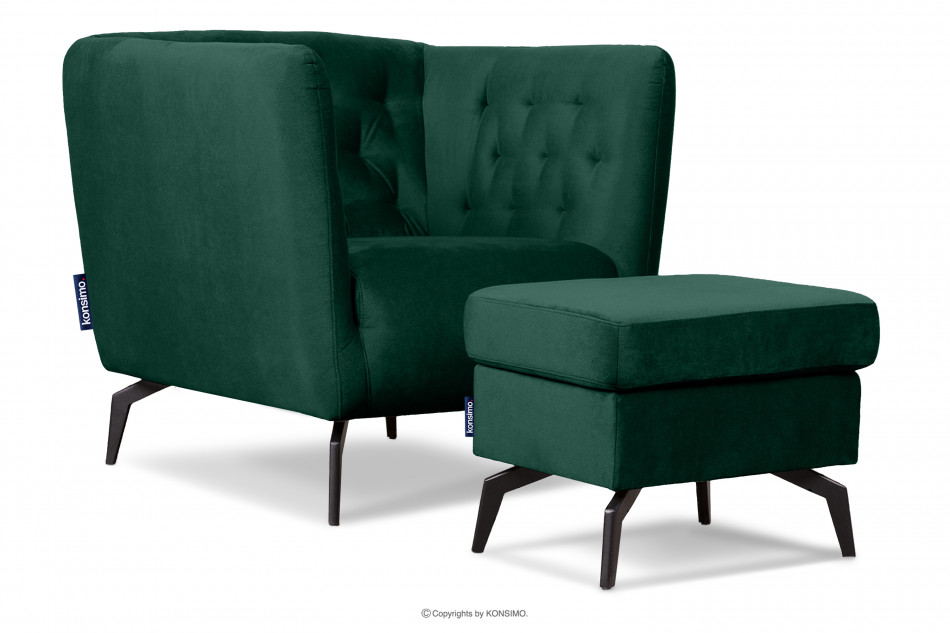 CORDI Fotel pikowany na nóżkach ciemnozielony ciemny zielony - zdjęcie 6