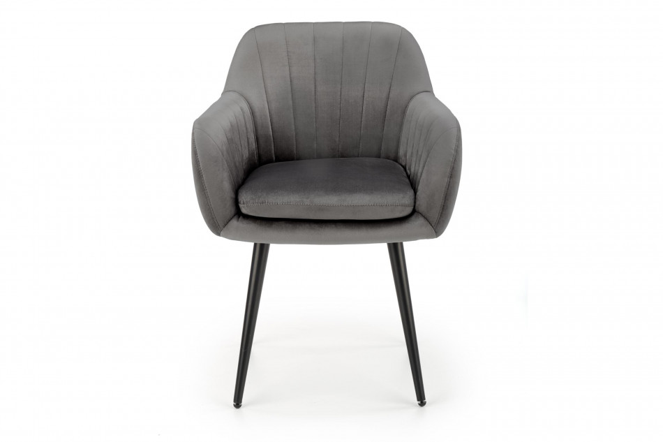 ALURI Krzesło tapicerowane z podłokietnikami szare metalowe nóżki szary - zdjęcie 1