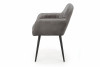 ALURI Krzesło tapicerowane z podłokietnikami szare metalowe nóżki szary - zdjęcie 3