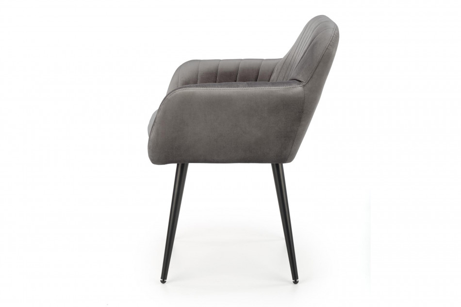 ALURI Krzesło tapicerowane z podłokietnikami szare metalowe nóżki szary - zdjęcie 2