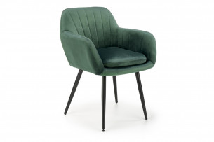ALURI, https://konsimo.pl/kolekcja/aluri/ Krzesło tapicerowane z podłokietnikami zielone metalowe nóżki zielony - zdjęcie