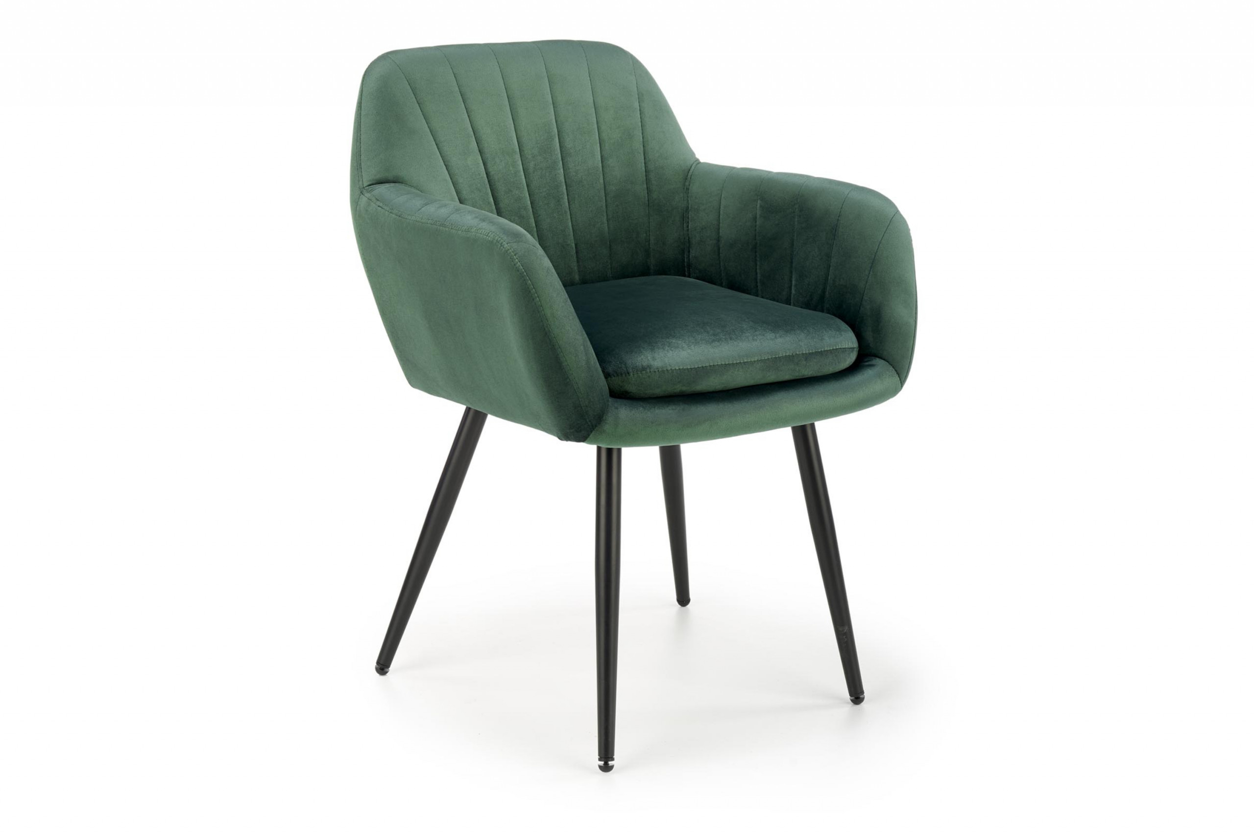 Krzesło tapicerowane z podłokietnikami zielone metalowe nóżki